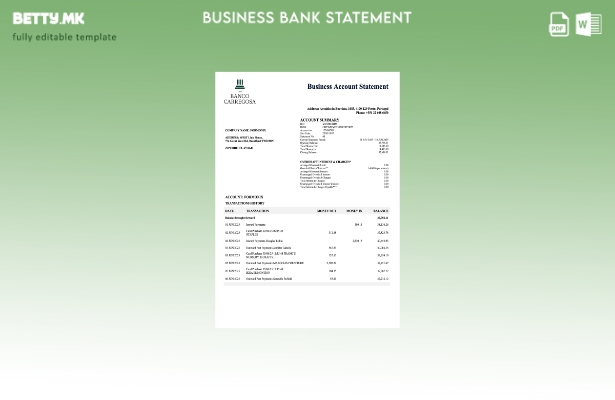 Модерен стил Португалски Banco Carregosa претпријатие изјава Шаблон Word и PDF ф